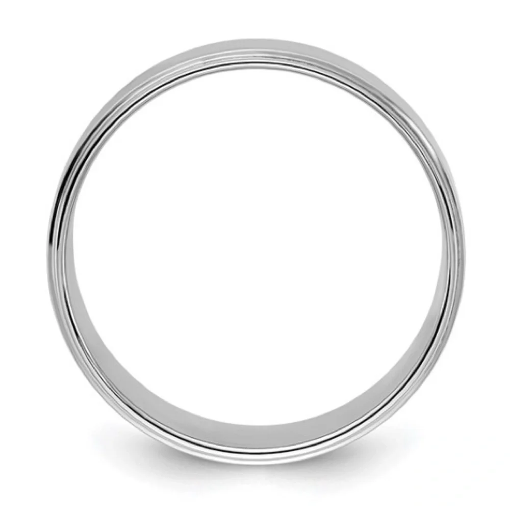 14k White Gold Wedding Band Size 10 and 8mm wide with flat step edge